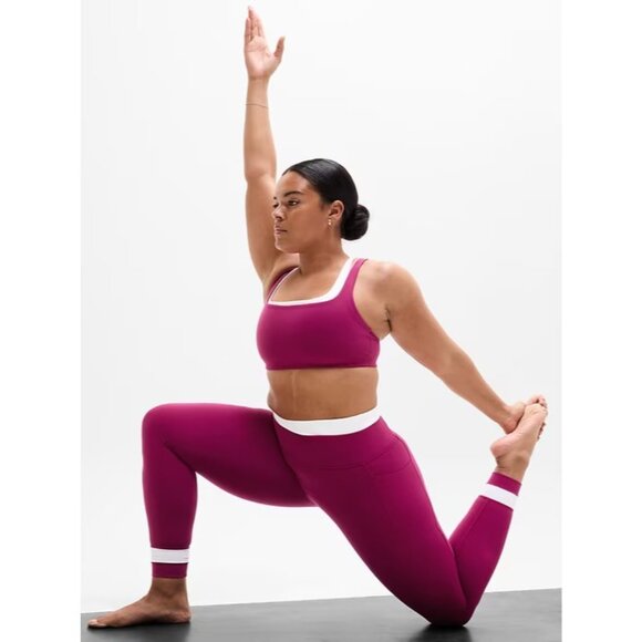 New Athleta M Salutation Stash High Rise Double Up Lift Legging Wildberry Medium - Picture 3 of 5